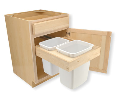 Pull Out Trash Can Drawer Hides Garbage in your Kitchen - Dimensions In Wood